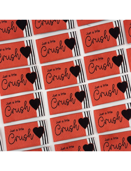Etiquette tissée à coudre : Just a little Crush - FRAISE