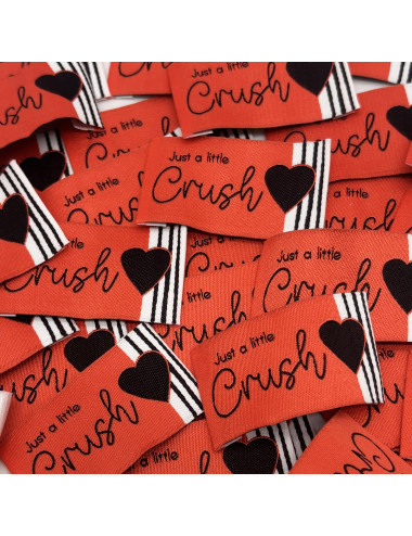 Etiquette tissée à coudre : Just a little Crush - FRAISE