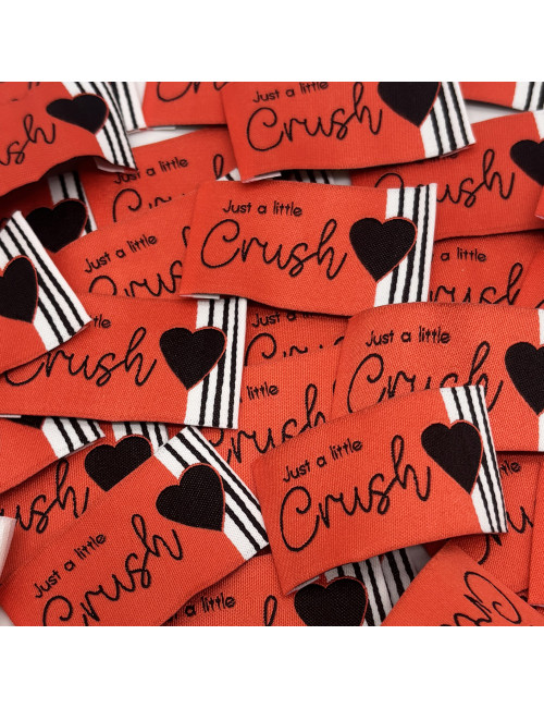 Etiquette tissée à coudre : Just a little Crush - FRAISE