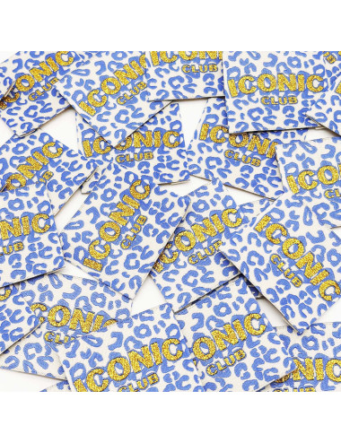 Étiquette tissée à coudre Lurex : ICONIC club Léo - BLEU