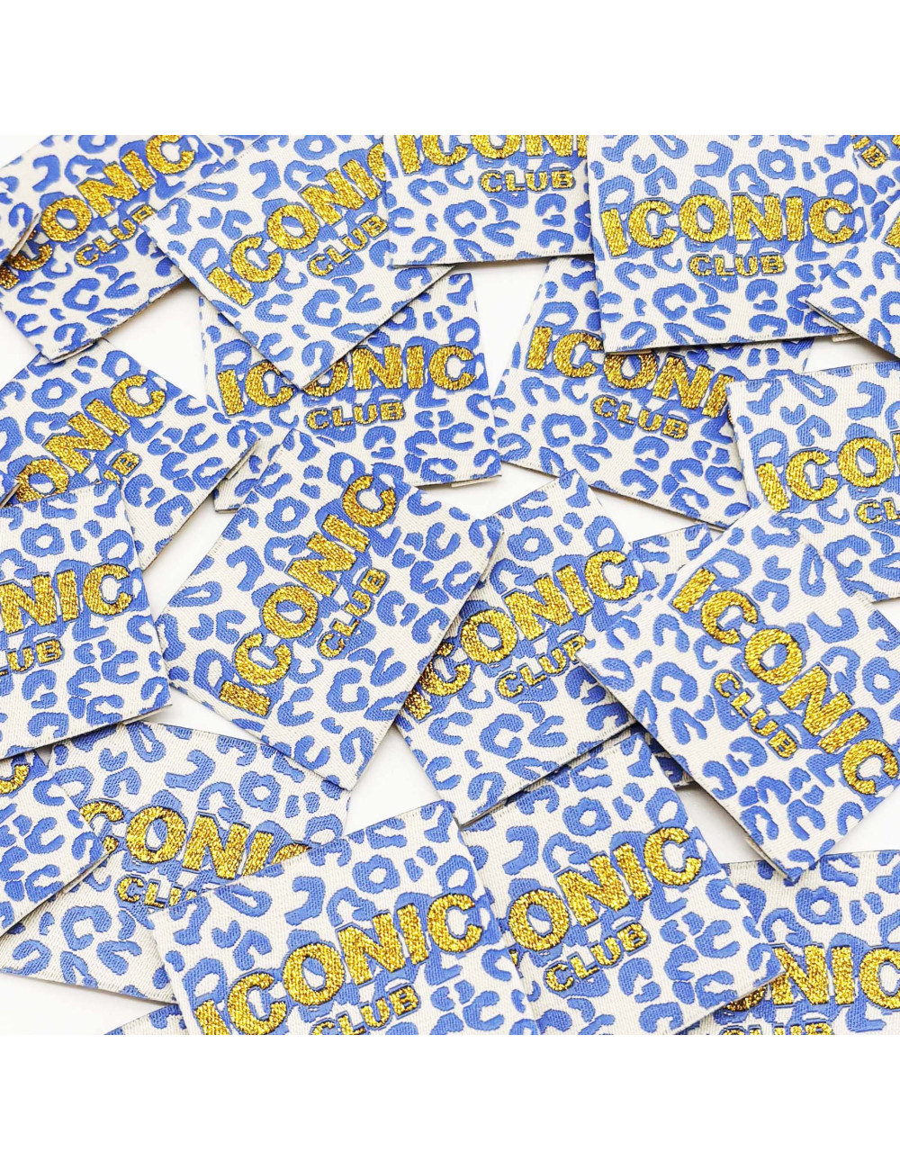 Étiquette tissée à coudre Lurex : ICONIC club Léo - BLEU