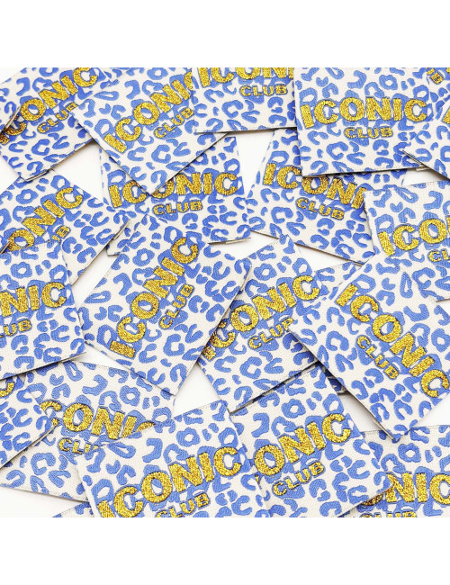 Étiquette tissée à coudre Lurex : ICONIC club Léo - BLEU