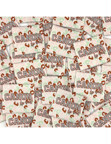 Étiquette tissée à coudre : Canon de Ouf ! - Pastel