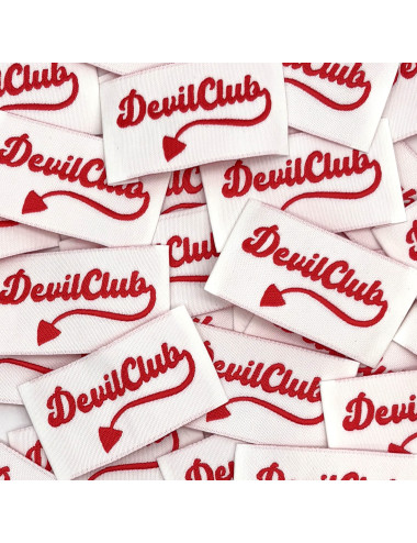 Étiquette tissée à coudre : Devil Club - Rouge