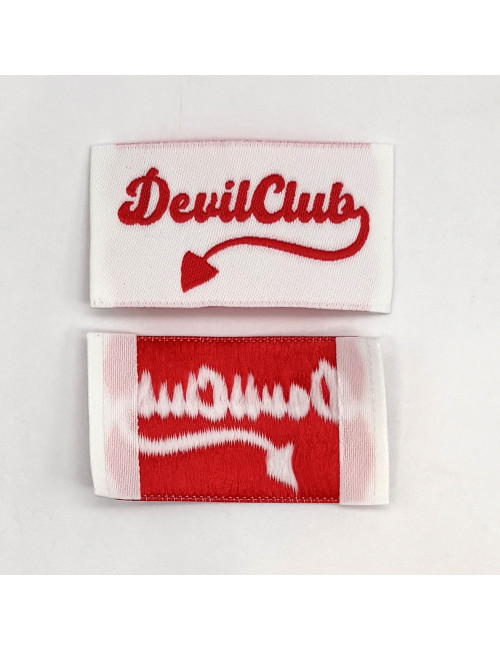 Étiquette tissée à coudre : Devil Club - Rouge