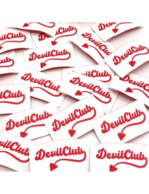 Étiquette tissée à coudre : Devil Club - Rouge