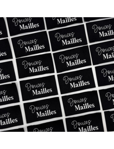 Étiquette tissée à coudre : Douces Mailles - NOIR