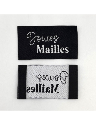 Étiquette tissée à coudre : Douces Mailles - NOIR