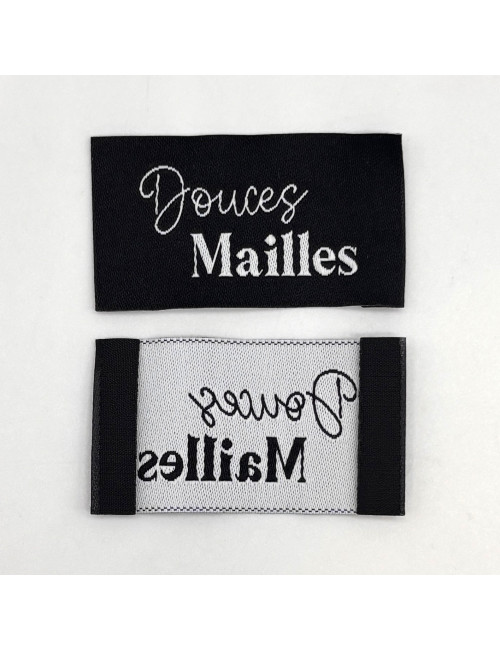 Étiquette tissée à coudre : Douces Mailles - NOIR