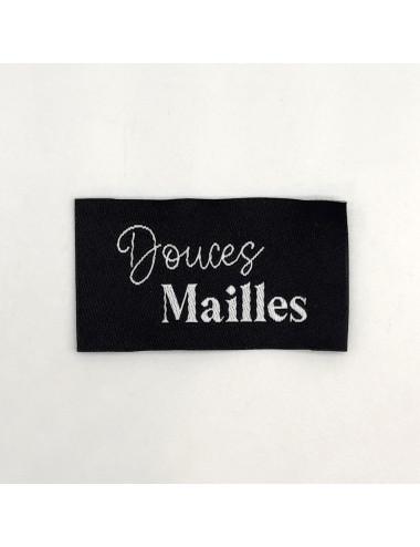 Étiquette tissée à coudre : Douces Mailles - NOIR