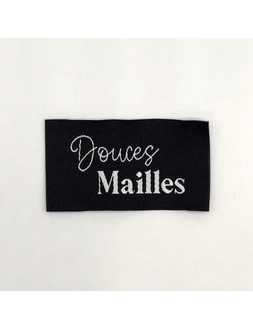 Étiquette tissée à coudre : Douces Mailles - NOIR