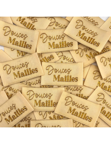 Étiquette tissée à coudre lurex : Douces Mailles - VANILLE