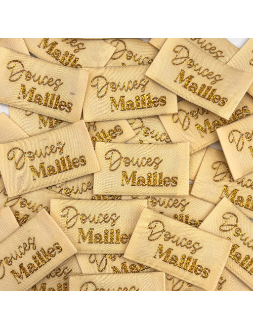 Étiquette tissée à coudre lurex : Douces Mailles - VANILLE