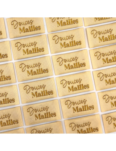 Étiquette tissée à coudre lurex : Douces Mailles - VANILLE