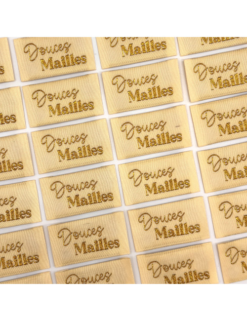 Étiquette tissée à coudre lurex : Douces Mailles - VANILLE