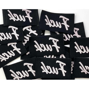 Étiquette tissée à coudre : FUCK miroir - Noir
