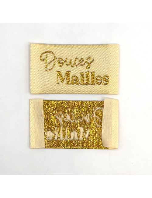 Étiquette tissée à coudre lurex : Douces Mailles - VANILLE
