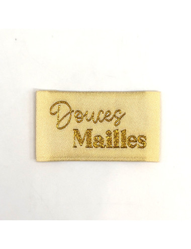 Étiquette tissée à coudre lurex : Douces Mailles - VANILLE