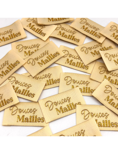 Étiquette tissée à coudre lurex : Douces Mailles - VANILLE