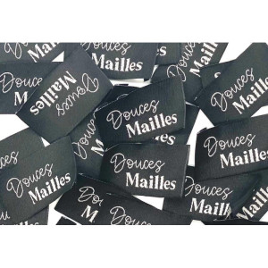 Étiquette tissée à coudre : DOUCES MAILLES - Noir