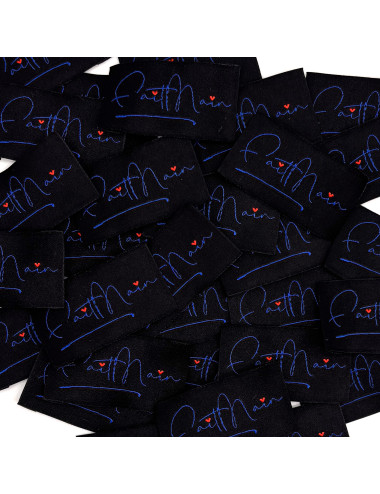 Etiquette tissée à coudre : Fait Main - MARINE NOIR