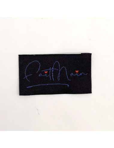 Etiquette tissée à coudre : Fait Main - MARINE NOIR