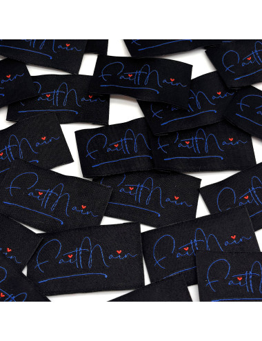 Etiquette tissée à coudre : Fait Main - MARINE NOIR