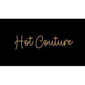 Étiquette tissée à coudre Lurex : HOT COUTURE - Noir