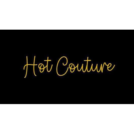 Étiquette tissée à coudre Lurex : HOT COUTURE - Noir