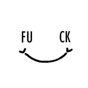 Étiquette tissée à coudre : Smiley FUCK - BLANCHE