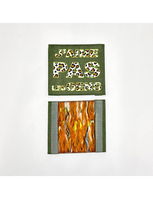 Étiquette tissée à coudre : J'aime pas les gens - Vert fluo Kaki