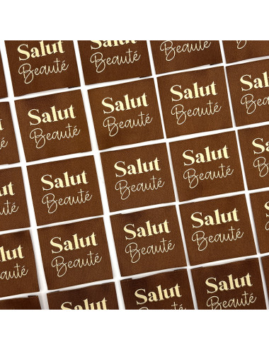 Étiquette tissée à coudre : Salut Beauté - CAMEL