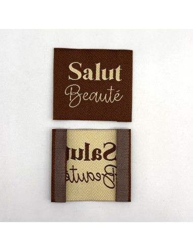 Étiquette tissée à coudre : Salut Beauté - CAMEL