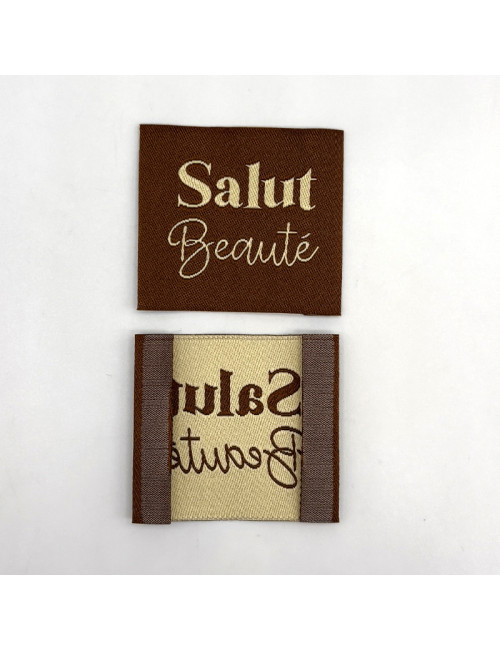 Étiquette tissée à coudre : Salut Beauté - CAMEL