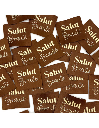 Étiquette tissée à coudre : Salut Beauté - CAMEL