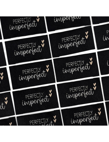 Étiquette tissée à coudre : Perfectly Imperfect - NOIR, BLANC et ROSE