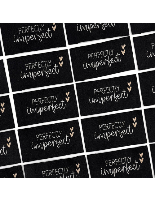 Étiquette tissée à coudre : Perfectly Imperfect - NOIR, BLANC et ROSE