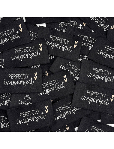 Étiquette tissée à coudre : Perfectly Imperfect - NOIR, BLANC et ROSE