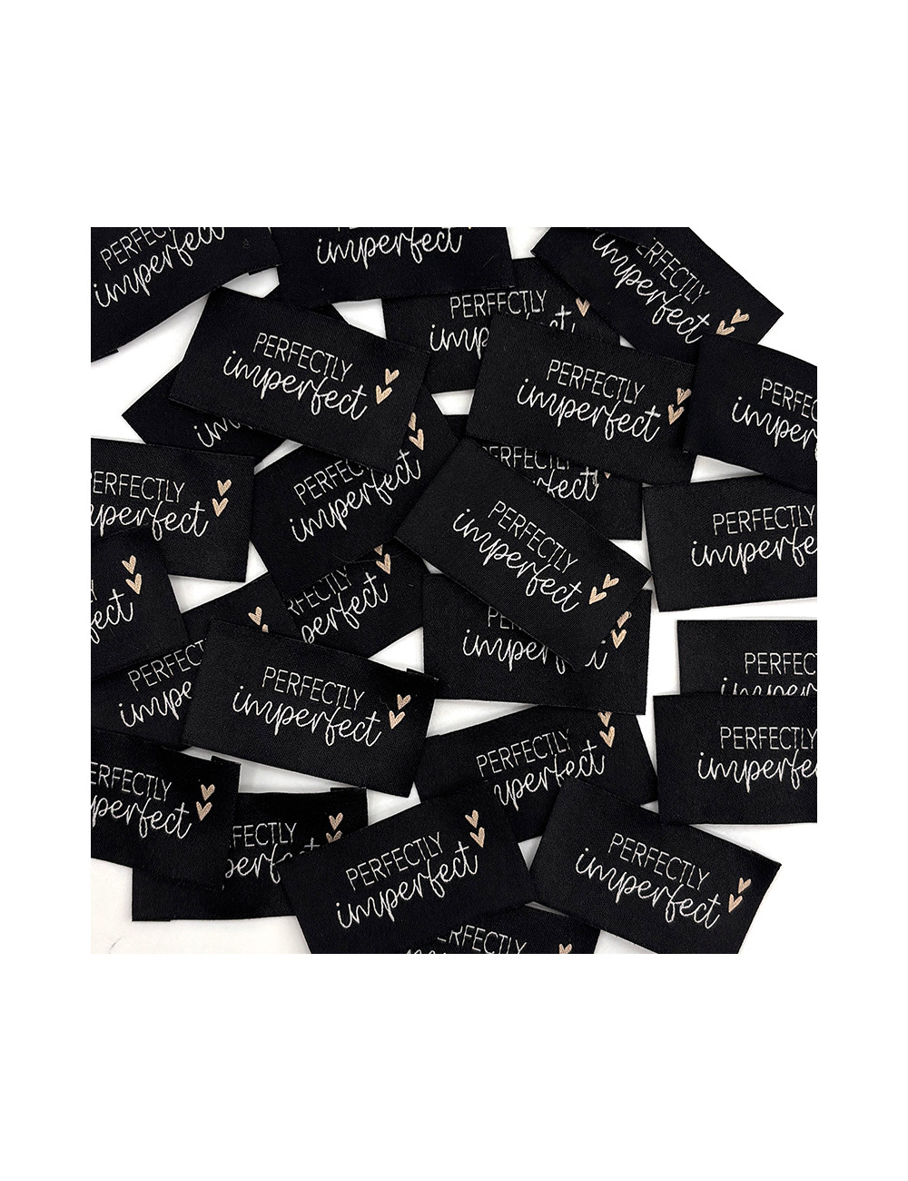 Étiquette tissée à coudre : Perfectly Imperfect - NOIR, BLANC et ROSE