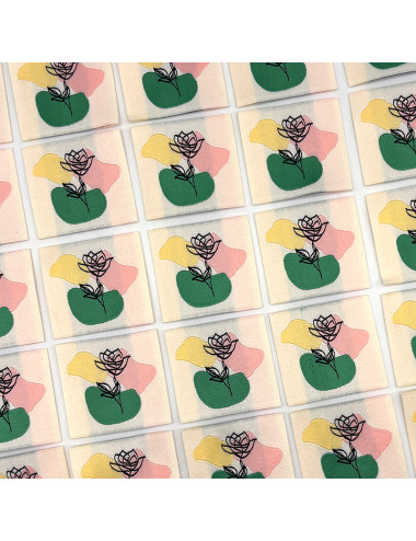Étiquette tissée à coudre : Fleur au Trait