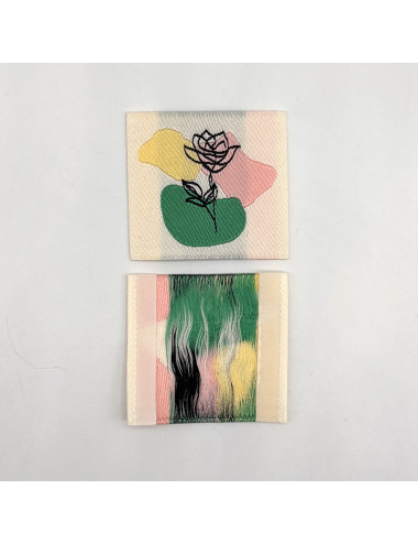 Étiquette tissée à coudre : Fleur au Trait
