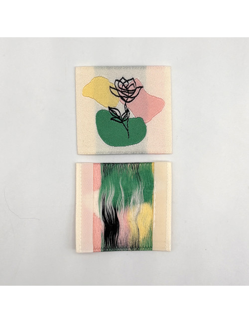 Étiquette tissée à coudre : Fleur au Trait