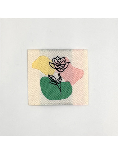 Étiquette tissée à coudre : Fleur au Trait