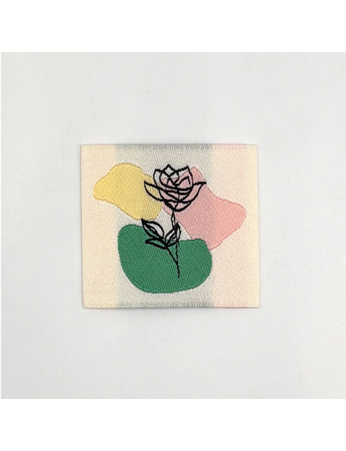 Étiquette tissée à coudre : Fleur au Trait