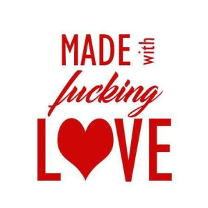 Étiquette tissée à coudre : Made with Fucking Love - Rouge
