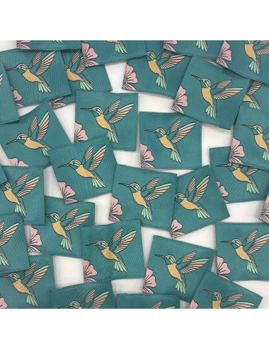 Étiquette tissée à coudre : COLIBRI - Céladon