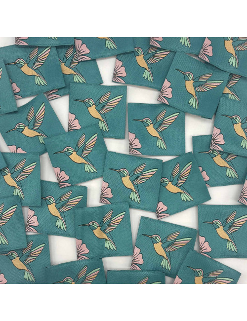 Étiquette tissée à coudre : COLIBRI - Céladon