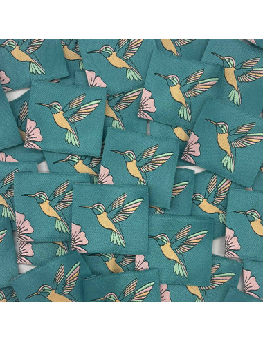Étiquette tissée à coudre : COLIBRI - Céladon