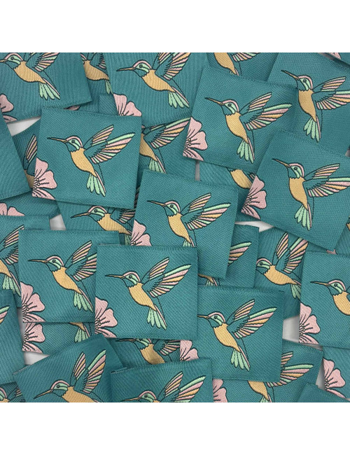 Étiquette tissée à coudre : COLIBRI - Céladon