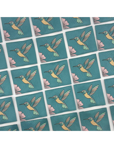 Étiquette tissée à coudre : COLIBRI - Céladon